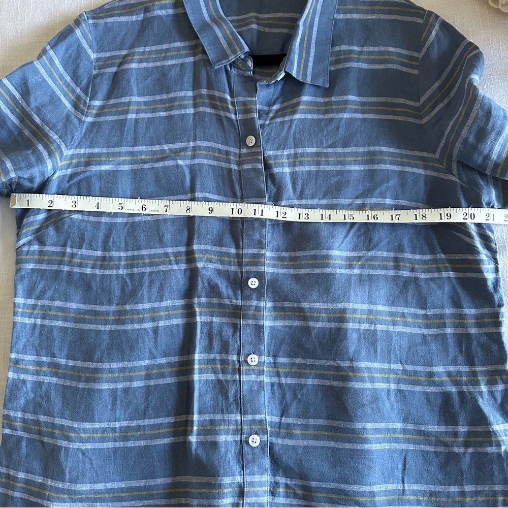Coldwater Creek Womens M Linen Striped Button Up Tunic Top Preppy Office Casual - Picture 7 of 12